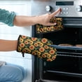 thumbnail image 2 of Black Sunflower Kitchen Oven Mitt and Pot Holder Sets 4 Pcs for Baking, Cooking and Grilling, Heat Resistant Up To 392 °F, 2 of 7