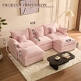 thumbnail image 3 of LAKPS 3-Seat Sectional Sofa Couch, Cloud-Style Deep Seating Sleeper Sofa with Included Throw Pillows, Chenille Fabric Upholstery, Modern Living Room Sofa, Pink, 3 of 9