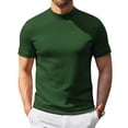 thumbnail image 2 of Mock Neck T Shirts for Men Trendy Stretch Short Sleeve Slim Fit Basic T-Shirt Summer Breathable Lightweight Business Casual Tees Dark Green M, 2 of 7