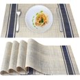 thumbnail image 1 of Juego de mesa de comedor de 6 manteles de vinilo de tejido cruzado antideslizantes, resistentes al calor, color azul, lavables y fáciles de limpiar, 1 of 5