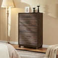 thumbnail image 5 of CHITOOMA Fluted Dresser for Bedroom, Modern Wooden 5 Drawer Tall Dresser, Chest of Drawers, Storage Cabine Living Room Hallway, Walnut, 5 of 13