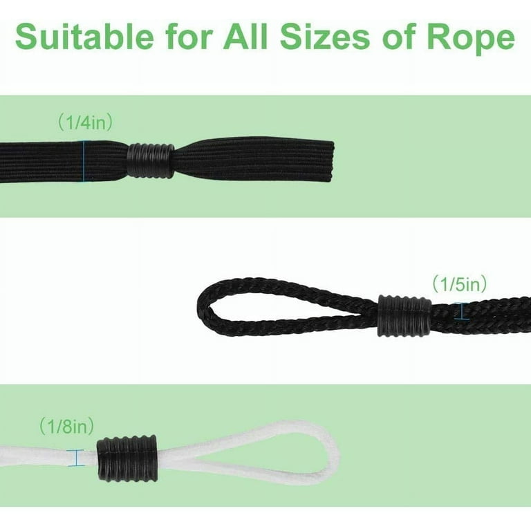 Black Cord Locks Silicone PVC Toggles for Drawstrings, Adjustable Lanyard  Buckle Barrel Connectors, Elastic Cord Adjuster Non Slip Stopper