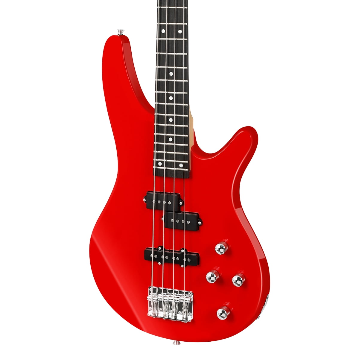 Electric Bass Guitar 4 Strings Full Size P Bass Beginner Kit Black for Starter with Gig Bag, Guitar Strap, and Guitar Cable