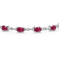 thumbnail image 2 of Gem Stone King 925 Sterling Silver Red Ruby and White Moissanite Tennis Bracelet for Women (8.11 Cttw, Gemstone Birthstone, Oval 6X4MM, 7.5 inch), 2 of 5