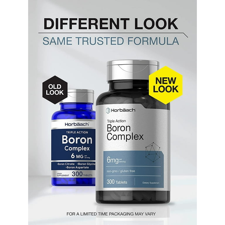 Horbaach, Triple Boron Complex, 300 Tablets, Gluten-Free - Walmart.com