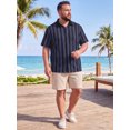 thumbnail image 2 of INSPIRE CHIC Men's Big & Tall Striped Button Down Short Sleeve Summer Shirts 5XL Purple, 2 of 5
