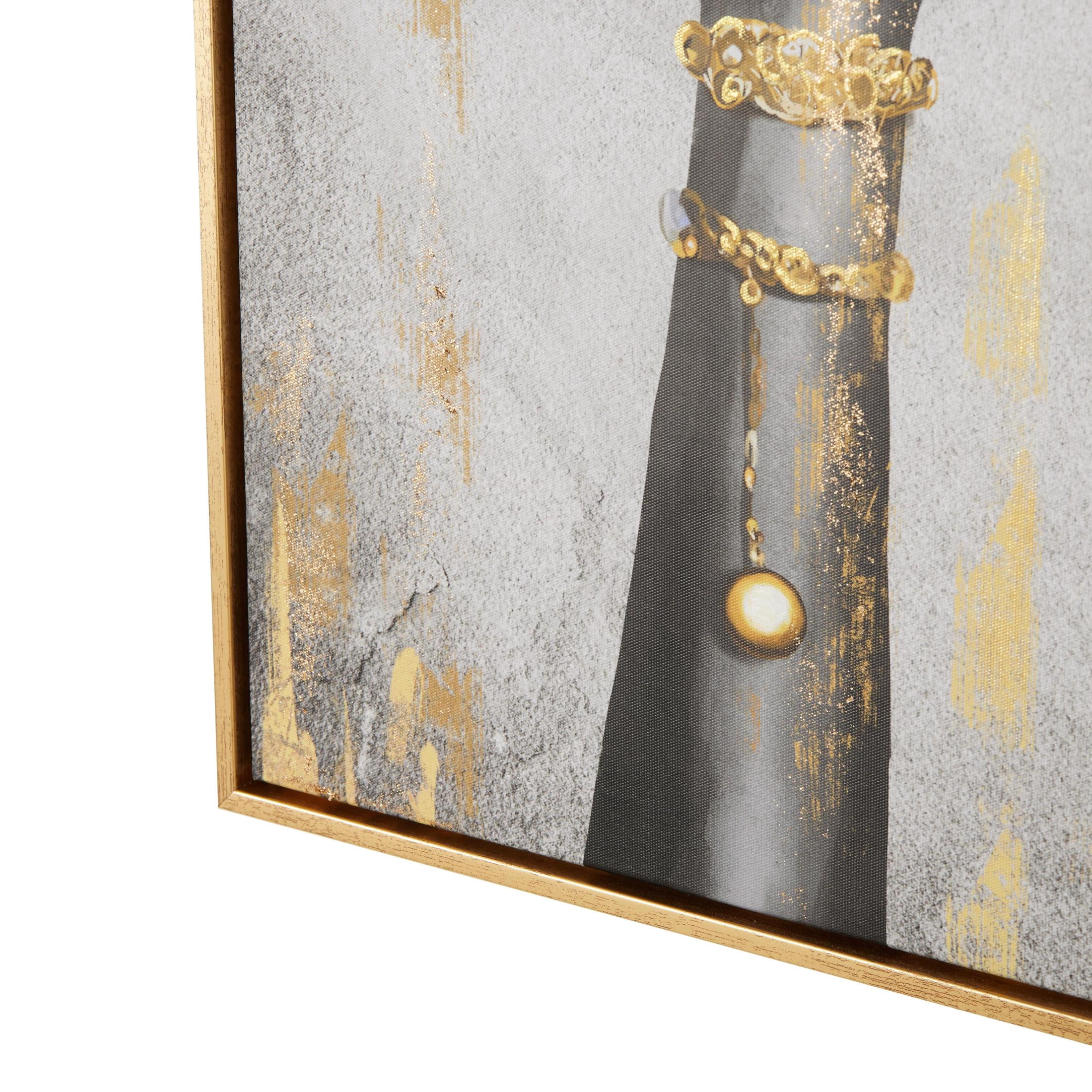 24" x 24" Crown Framed Wall Art with Shaded Hands and Metallic Foil Accents, by DecMode