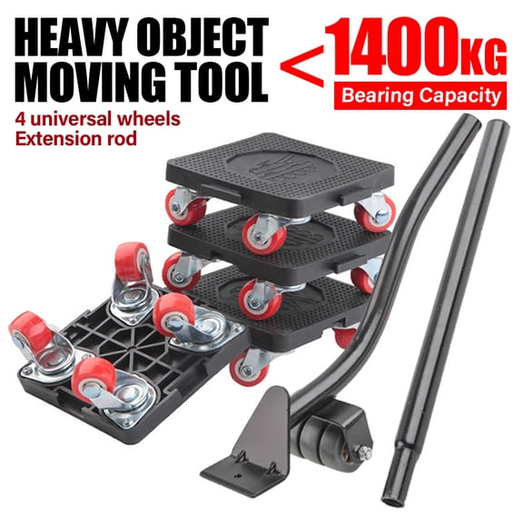 Vorfor Heavy Duty Furniture Lifter Movers Dolly Wheel Roller Bar Hand Tools Set with 360°Rotation 4 Wheels Small Flat Dolly, 880 Lbs Capacity, Black