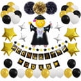 thumbnail image 1 of Set de decoración para fiesta de graduación con bolas de látex negras y doradas, 43 unidades, 1 of 2