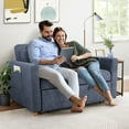 thumbnail image 7 of Convertible Sofa Bed,  Sleeper Sofa with Pull-Out Bed, Linen Fabric 3-in-1 Futon Couch with Reclining Backrest and Side Pocket, Modern Loveseat for Living Room,Navy Blue, 7 of 7