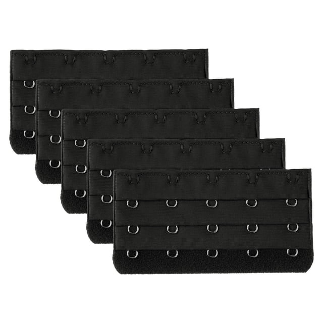 Sujetador Ajustable Para Mujeres 3 Filas De 6 Ganchos Tira De Cinta Extender Negro-5 Ganchos-5pcs Una Talla