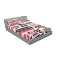 thumbnail image 2 of Ambesonne Retro Fitted Sheet & Pillow Sham Set, News Magazine Design, Queen, Pink Beige Grey Teal, 2 of 2