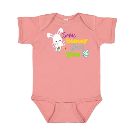 

Inktastic Some Bunny Loves You White Bunny Easter Egg Gift Baby Boy or Baby Girl Bodysuit