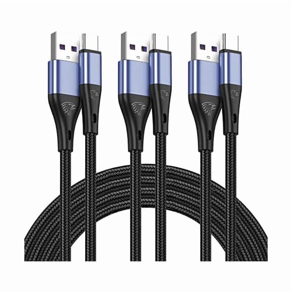 USB Type C Cable Fast Charging,3pack 10ft Premium Nylon Braided 3A Rapid Charger Quick Cord,Type C to A Cable Compatible for Samsung Galaxy S21 S20 S10 S9 S8 Plus,Note 20 10 9 8, LG V50 V40 G8（Blue）