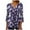 Purple, variant on Casual Tops for Women Floral Printed Button Pleated Belted Horn 3/4 Sleeve Tops