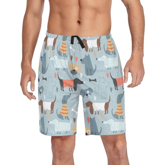 GZHJMY Dog Pajama Pants Short for Men, Lounge Pants Lightweight Men Pajama Bottoms with Drawstring Pockets, Christmas New Year Birthday Gifts, Medium