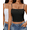 Black+white, variant on Ekouaer Black Tops for Women Ribbed Spaghetti Strap Tank Top Square Neck Camisoles Summer 2026 Y2k