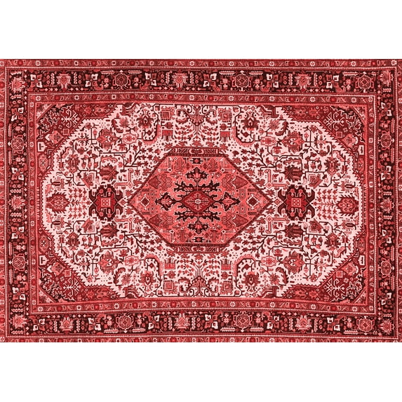 Ahgly Company Indoor Rectangle Medallion Red Traditional Area Rugs, 5' x 8'