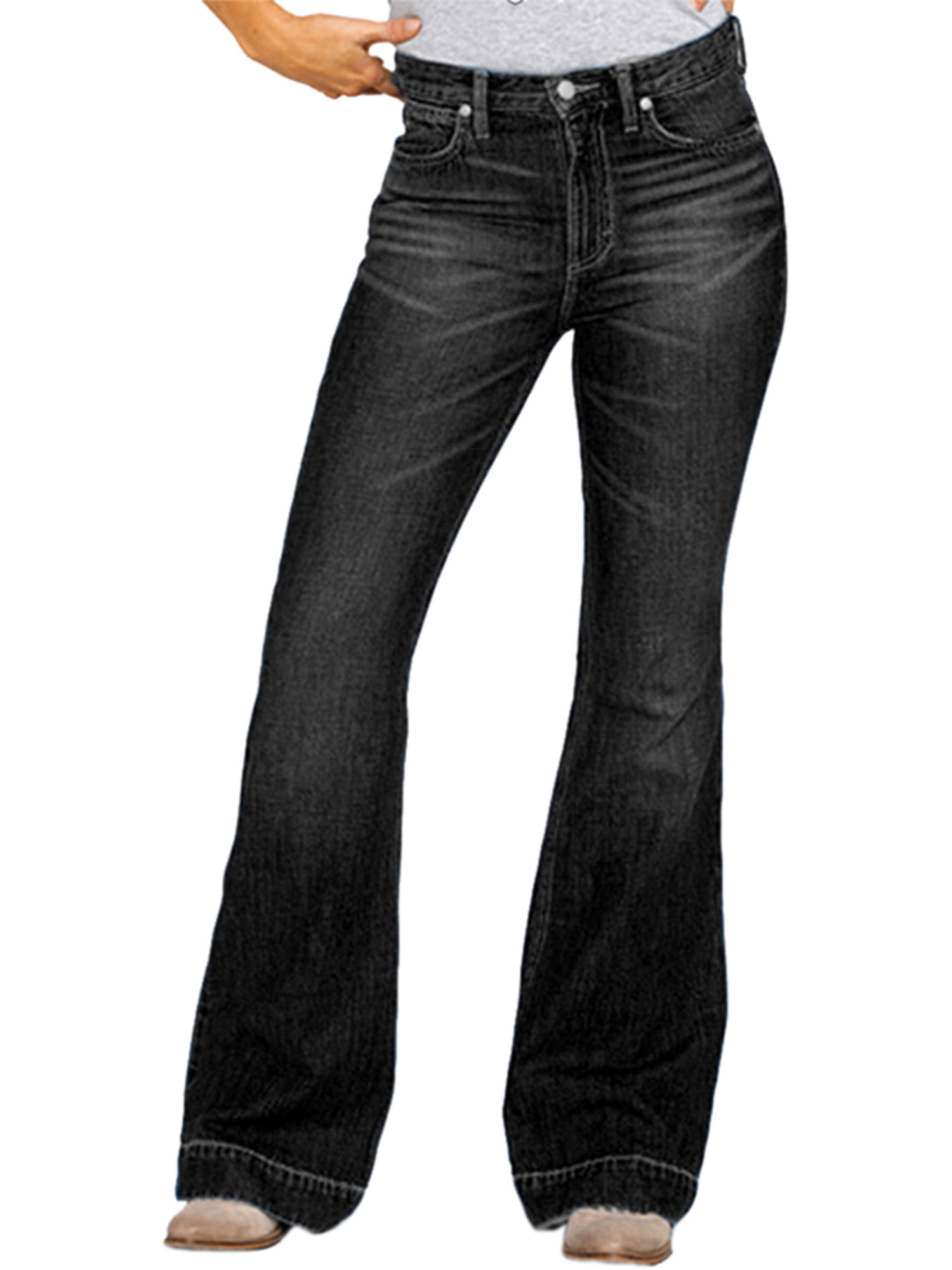 Women's Strenchy Flared Jeans High Waisted  Ladies Casual Boot Cut Denim Pants
