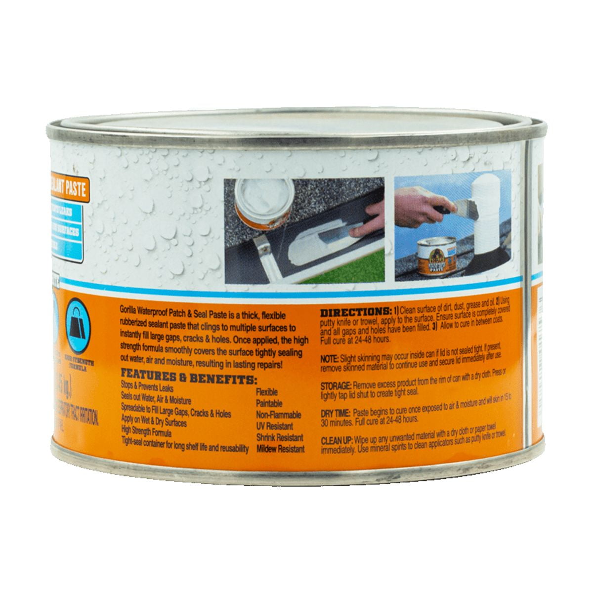 Gorilla Waterproof Patch and Seal Paste White Sealant 1 Pound Can