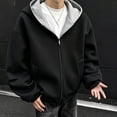 thumbnail image 5 of Enjoytime Zip Up Hoodie Men Long Sleeve Solid Color Fleece Hooded Jacket Loose Casual Streetwear Fall Winter Sweatshirt with Pockets, 5 of 8