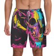 thumbnail image 3 of Uemuo Neon Gothic Skull Moon Pattern Mens Swim Trunks Quick Dry Board Shorts with Mesh Lining, Stretch Beach Shorts Quick Dry No-Chafing Board Shorts-Small, 3 of 9