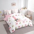 thumbnail image 3 of Homewish Cartoon Bowtie Ribbon 7-Piece Twin Bedding Sets,Pink Letter L Bedding Comforter Set,Cute Flower Sheet Sets For Girl Teens,Ultra Soft Bedroom Decor Reversible, 3 of 8