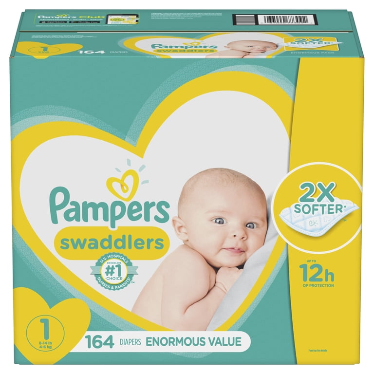 Pampers, Newborn Diapers, Size 1, 164 Ct, Soft and Absorbent
