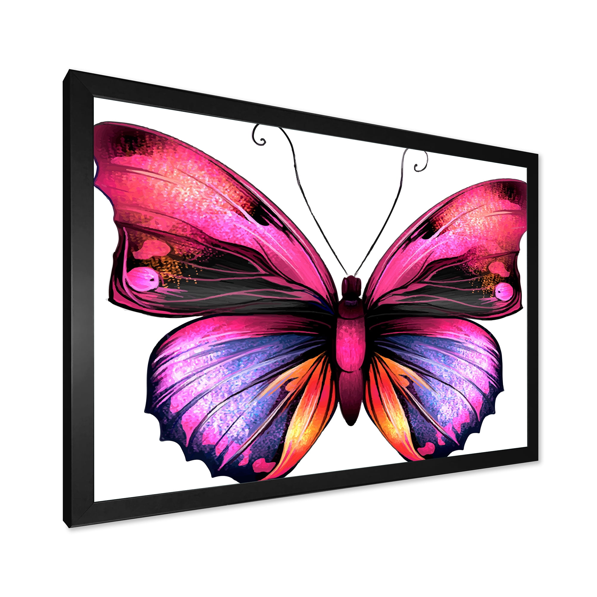 Designart 'Portrait Of Bright Pink Butterfly' Modern Framed Art Print