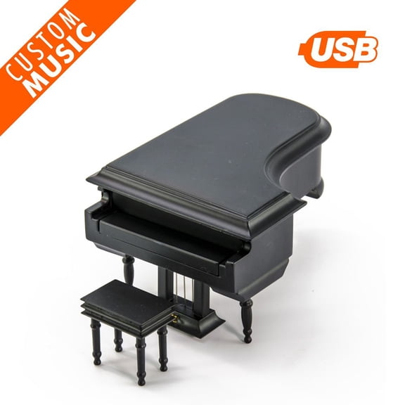 Miniature Matte Black Custom USB Sound Module Grand Piano With Bench