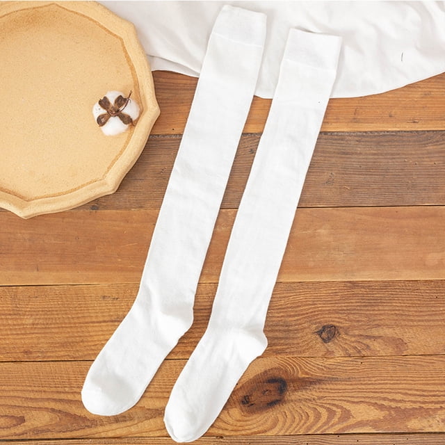 Under $5 Stockings White Womens Long Socks Pure Color Socks Heap Heap Socks