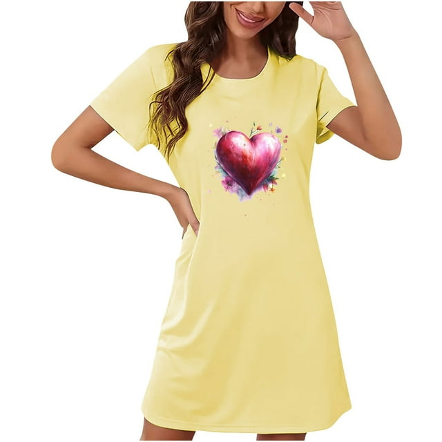 Camisón corto de talla grande para mujer, camisón de manga corta con estampado de pecho a la moda, camisón para mujer