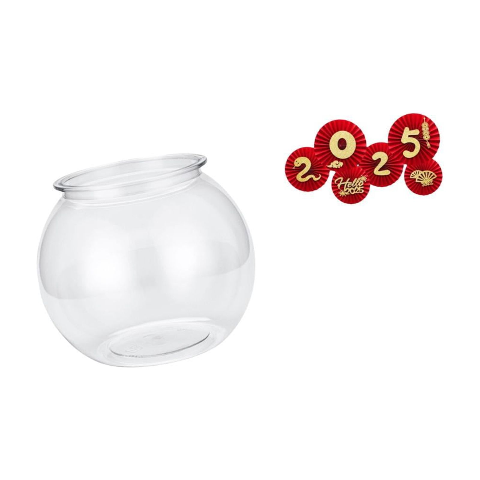 Desktop Aquarium Tank Transparent Fish Bowl Vase PP Material with Folding Fans for Living Room Spring Festival Decor