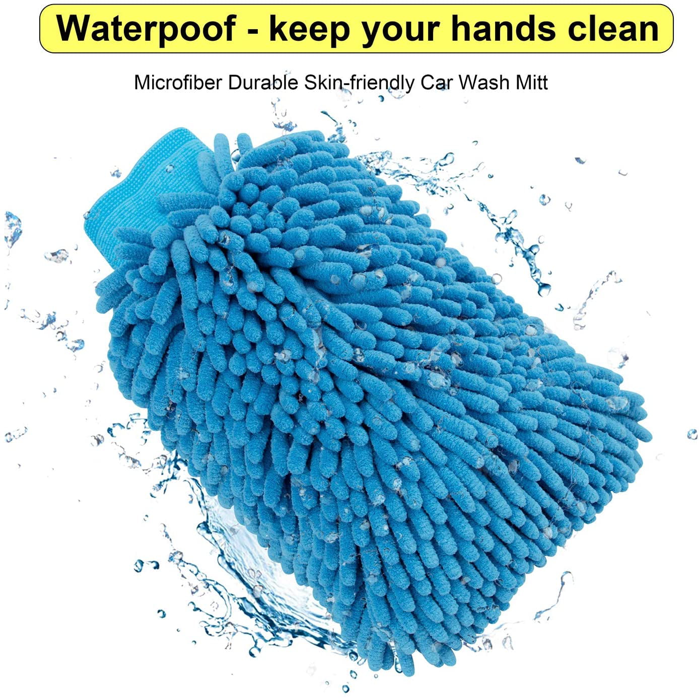 Konpard Ultimate Car Wash Mitt - 2 Pack - Premium Chenille Microfiber Wash Mitt - Wash Sponge - Wash Glove - Lint Free - Scratch Free