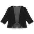 thumbnail image 5 of Manyakai JEATHAt Womens Chiffon Bolero Shrug Lightweight Cardigan Half Sleeve Open Front Cropped Coat Black 4XL, 5 of 8