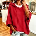 thumbnail image 2 of Njagoc3 Womens Oversized Sweatshirts Solid Color Hooded Batwing Sleeve Sports Pullover Fall Winter Top, 2 of 6