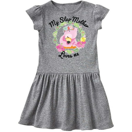 

Inktastic Baby Flamingo My Step Mother Loves Me in Flower Wreath Gift Toddler Girl Dress