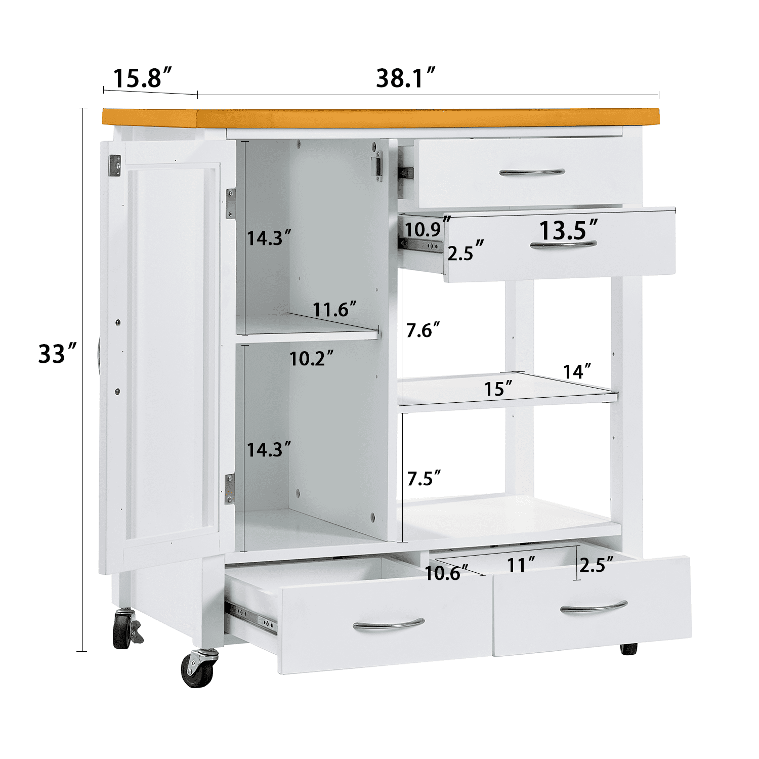Homy Casa Mobile Garage Storage Cabinet with Drawers, Shelves, and Lockable Wheels, White