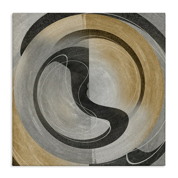Stupell Industries Centric Circular Swoop Abstract Painting Wrapped Canvas Art Print Wall Art, 17 x 17