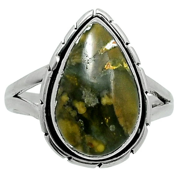 Natural Rhyolite - Rainforest Jasper 925 Sterling Silver Ring s.8 Jewelry R-1012 SDR248323