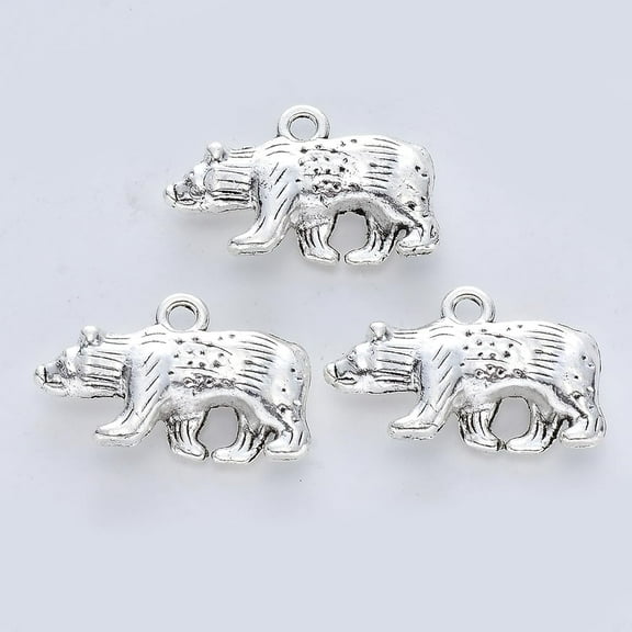 10 Pcs Bear Charms Pendant Tibetan Style Alloy Pendants Bear 15x24x5.5mm Hole: 2mm Jewelry Making Charms Metal Charms Pendant Ornament for Women DIY Necklace Bracelet Earring Jewelry Craft Making