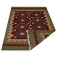 thumbnail image 5 of Rugsotic Carpets Hand Woven Flat Weave Kilim Wool Eco-Friendly 10'x14' Area Rugs Rectangle Burgundy Olive Contemporary Modern Design Low Pile Indoor Handmade Rug for Living Room, Bedroom D00121, 5 of 5