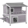 thumbnail image 5 of Cat House Outdoor Indoor Feral Cat Shelter Wooden Kitty House with Stairs, Balcony＆Weatherproof Roof, 5 of 11
