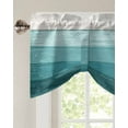 thumbnail image 3 of Fsddascl Teal Ombre Tie Up Valance Curtains for Windows, Kitchen Curtains Window Treatments, Farmhouse Vintage Wooden Striped Short Window Shades Valances for Bedroom Bathroom Cafe 42"x12", 3 of 7