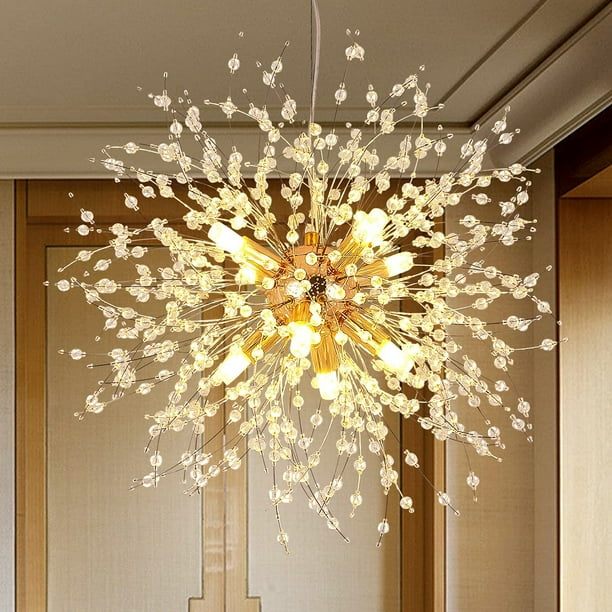 8 Light Dandelion Chandelier Crystal Ceiling Lights Fixtures Gold Modern Pendant Lighting Firework Sputnik Lamp For Bedroom Living Room Kitchen Veranda Dining Restaurant Fc B Color Com 8 Light Dandelion Chandelier Crystal, How To Make Bubbles Chandelier In Minecraft Water And Fireworks