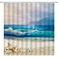 thumbnail image 2 of Beach Shower Curtain Ocean Coastal Seashell Starfish Tropical Sea Waves Seashell Conch Hawaiian Seaside Scene Fabric Bathroom Curtains Decor Set with Hook(72" Wx84 H), 2 of 3