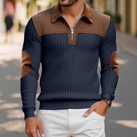 Awdenio Mens Shirts Quarter Zip Pullover Sweaters Lightweight Knit Dress Sweater for Glof Work Casual
