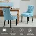 thumbnail image 6 of Foredo Linen Dining Chairs Set of 2, Modern Upholstered Dining Chairs with Solid Wood Legs, Country Tufted Dining Chairs for Dining Room Living Room, Light Blue, 6 of 10