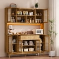 thumbnail image 3 of RichYa Kitchen Pantry with RGB LED Light,2 Drawers Hutch Storage Cabinet with Doors & Adjustable Shelves,Cupboard Buffet for Dining Room,Wood, 3 of 7