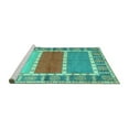 thumbnail image 2 of Ahgly Company Machine Washable Indoor Square Southwestern Turquoise Blue Country Area Rugs, 5' Square, 2 of 4